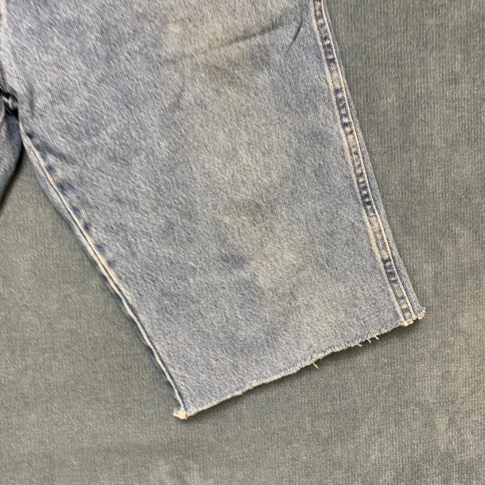 Rustler Bermuda Shorts Mens 34x34 Blue Denim Light Wash Frayed Hem 5 Pockets